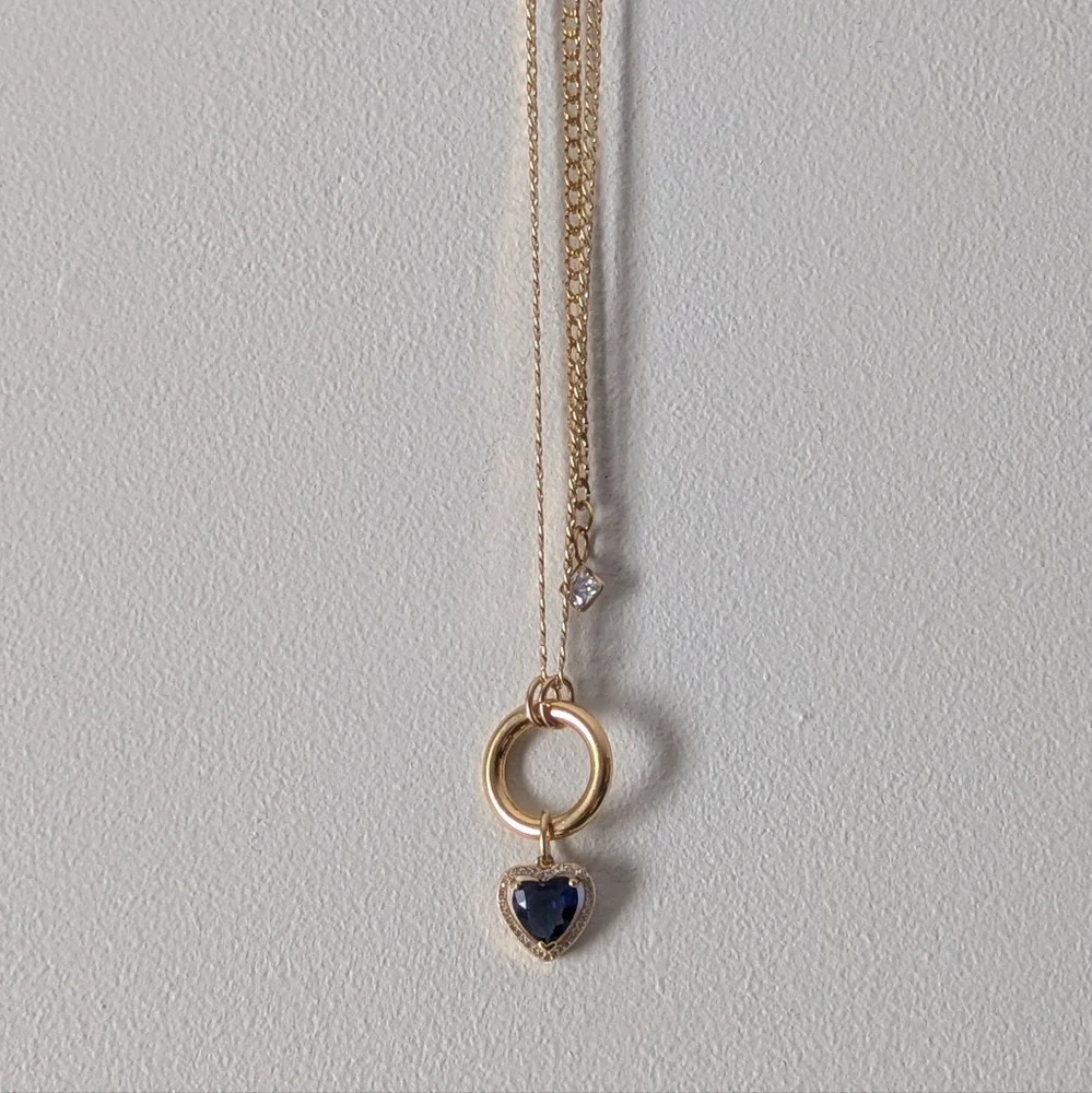 ⛔ SOLD ⛔ Vanessa Mooney Mini Sloane Choker Gold and Blue Heart Necklace - Picture 1 of 4